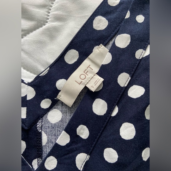 Navy and white polka dot peplum top - Picture 2 of 4